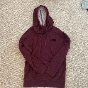 Maroon roots mock neck hoodie with kangaroo pouch pocket